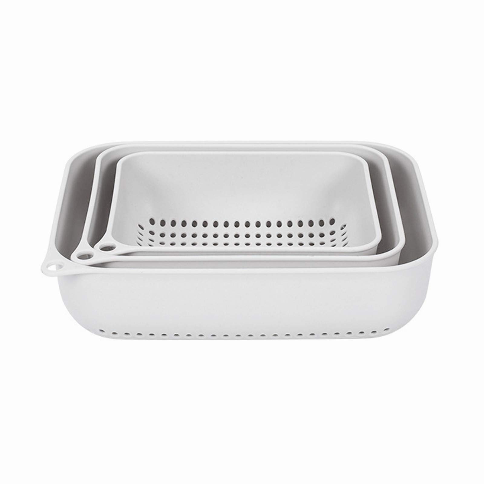 Over the Sink Dish Drying Rack - Gslife Plastic Vegetable Washing Basket with Drain Holes, 3-Piece Kitchen Organizer for Fruits, Dishes & Utensils - Perfect for Small Kitchen, RV & Apartment Use