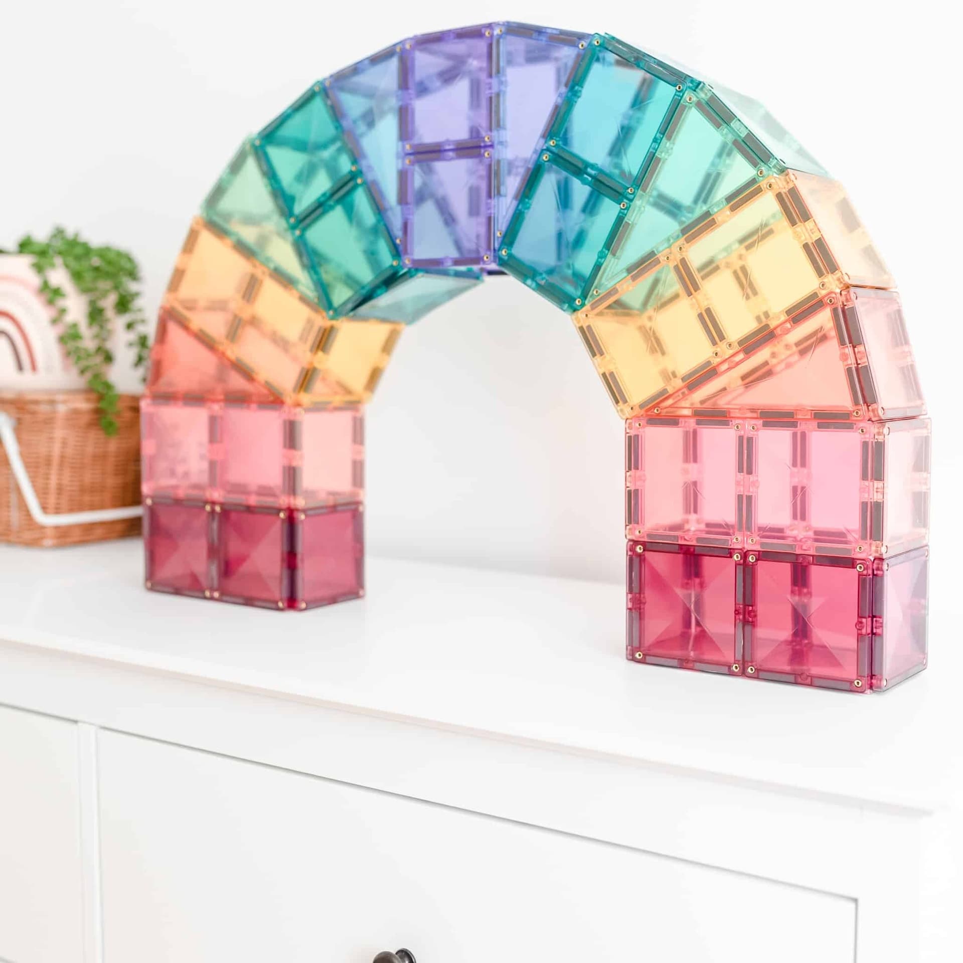 Connetix Magnetic Tiles Pastel 202 Piece Mega Pack - STEM Educational Building Toys for Kids, Creative Construction Play Set for Preschool Learning & Family Fun Activities
