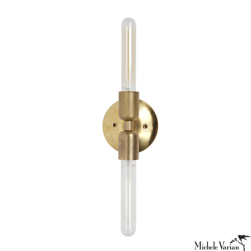 Brass Two Way Wall Sconce Light Fixture - Vintage Style Adjustable Arm Wall Lamp for Bedroom, Living Room & Hallway Lighting