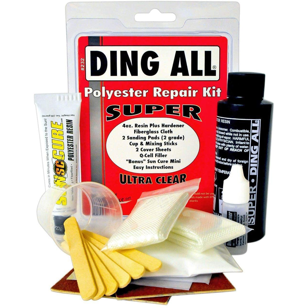 Ding All Poly SUPER Kit - Professional Ding Repair Kit for Surfboards, Boats & Cars | Easy DIY Scratch & Dent Removal for Outdoor Enthusiasts