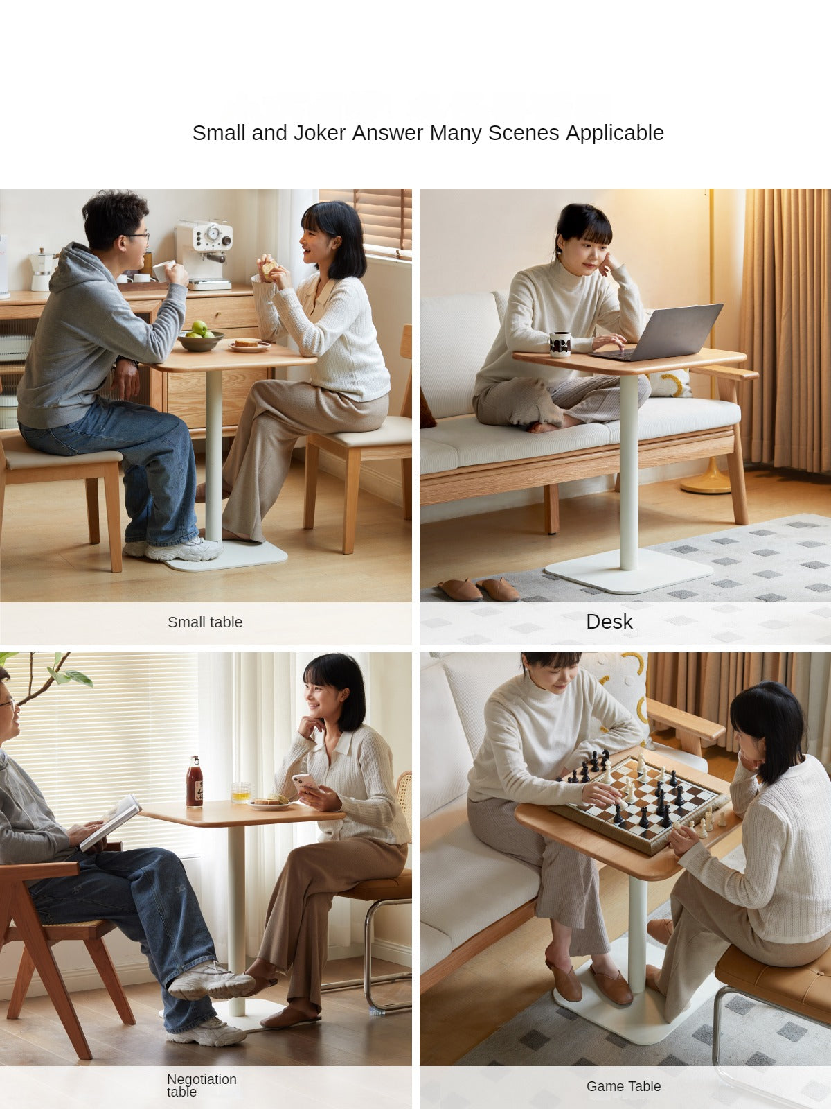 Modern Solid Beech Wood Square Coffee Table - Stylish & Durable Living Room Furniture for Small Spaces & Apartments