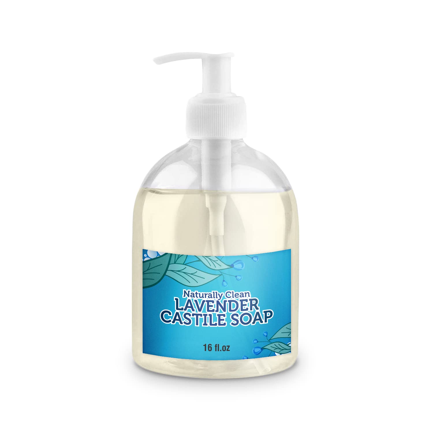 Organic Lavender Pure Castile Liquid Soap for Face, Hands & Body - Vegan, Non-GMO, Made in USA | Gentle Cleanser for All Skin Types Including Dry & Sensitive Skin | Perfect for Daily Shower, Baby Bath & Household Cleaning (16 oz)