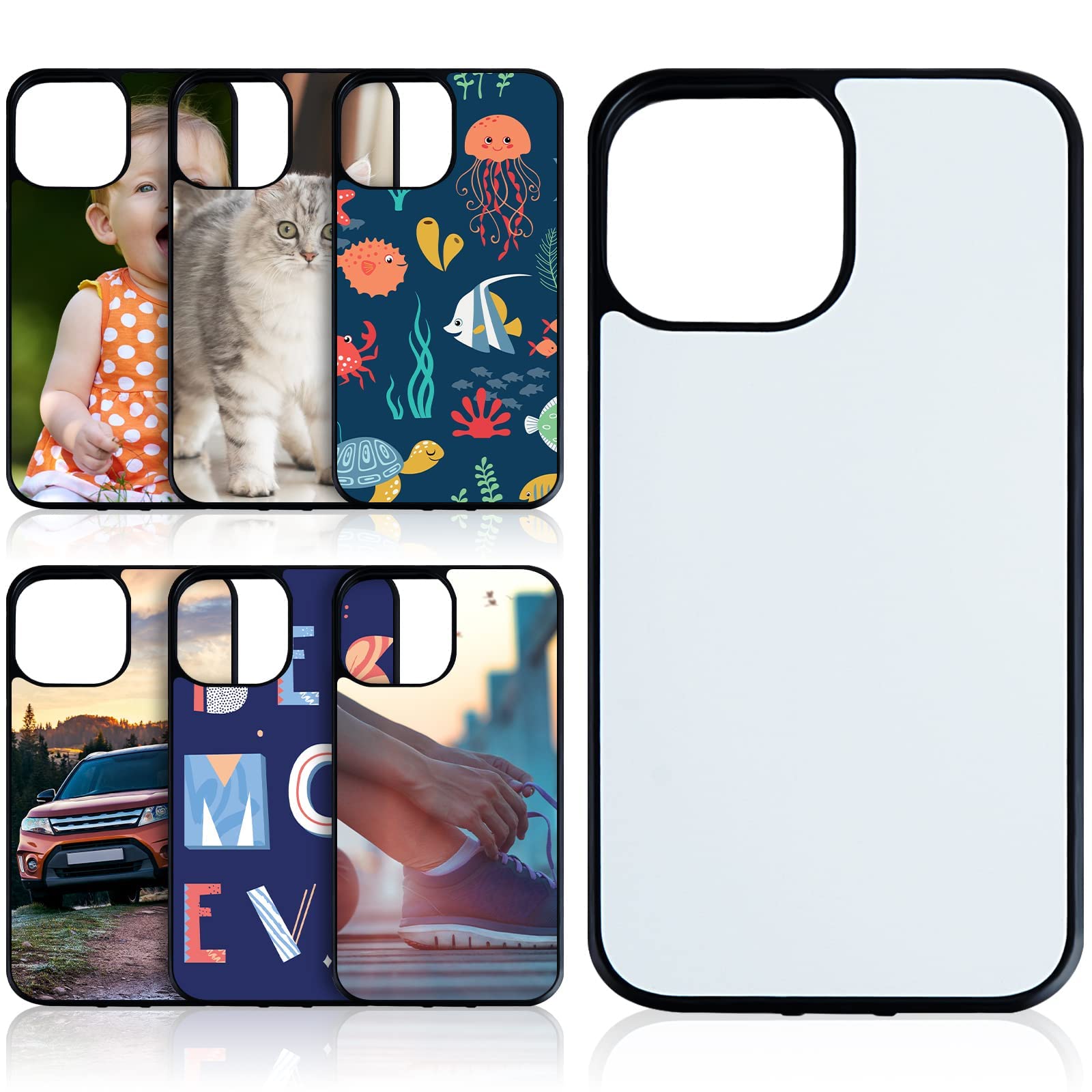6-Piece Sublimation Blank Phone Case Set for iPhone 13 Pro Max - DIY Printable Heat Press Rubber Protective Covers for Custom Design | Perfect for Personalized Gifts, Business Promotions & Creative Projects