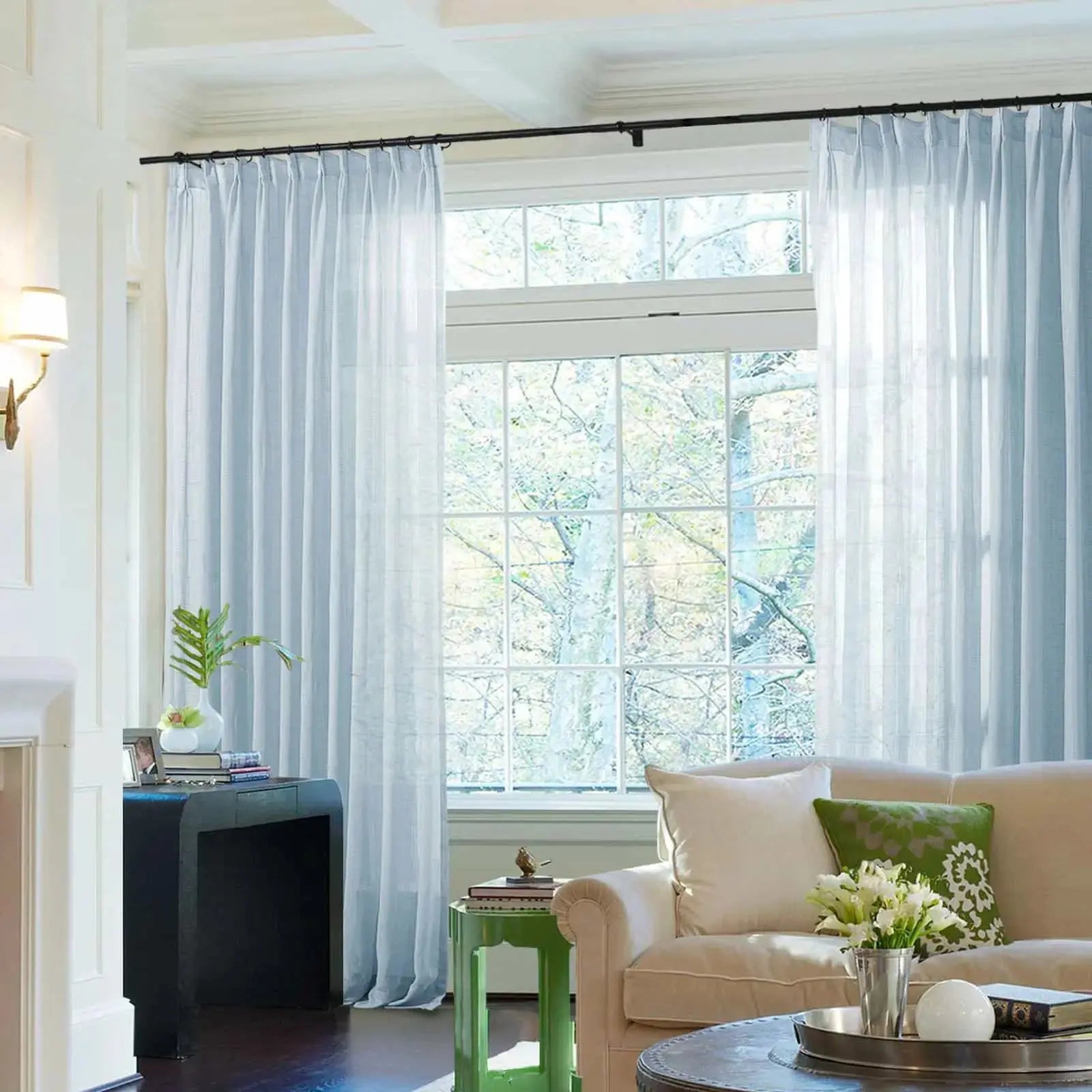 Flynn Airy Lightweight Sheer Curtain Pleated - Elegant Window Treatment for Living Room & Bedroom Decor