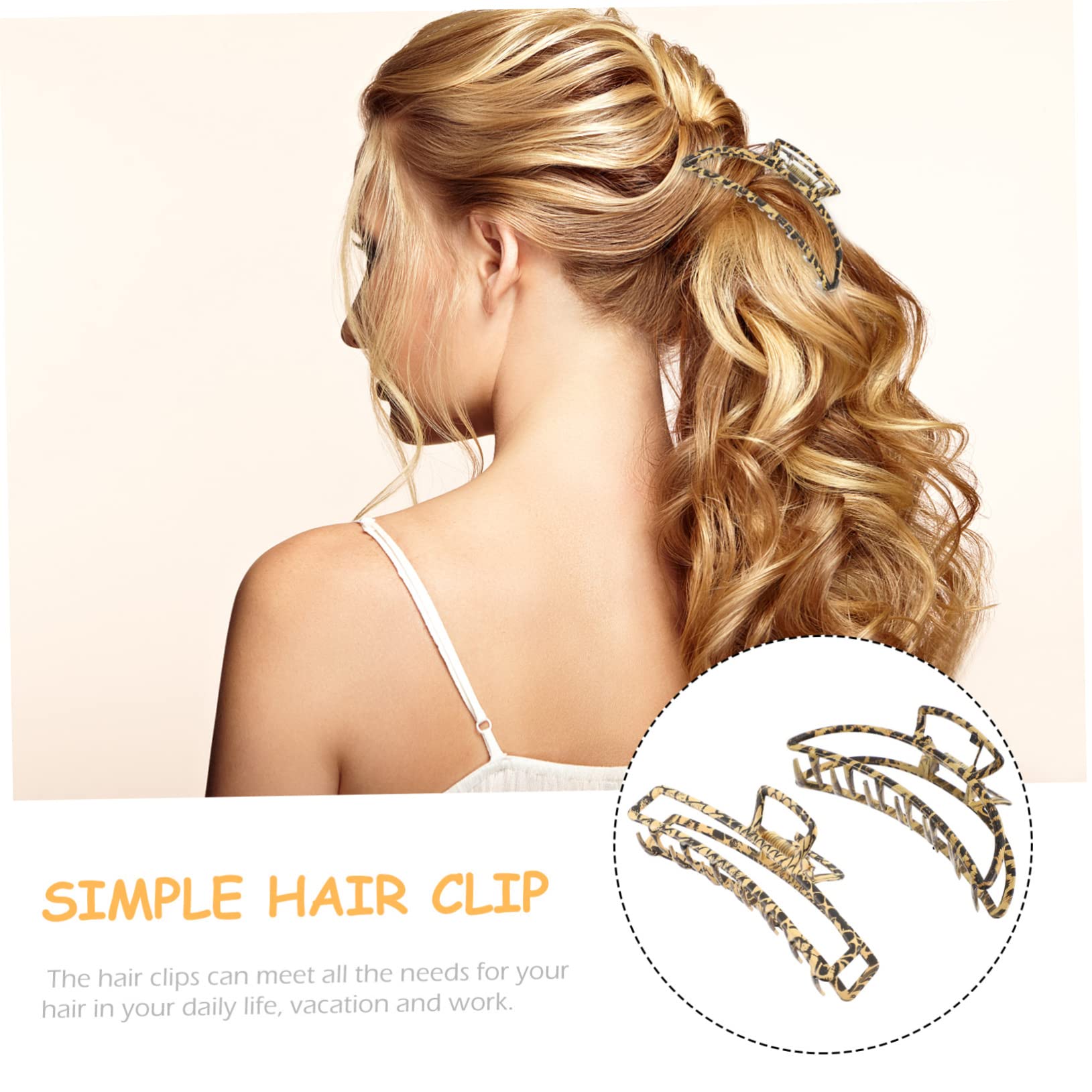 GALPADA 2 Pack Leopard Print Hair Claw Clips for Women - Durable Non-Slip Hair Clips for Ponytails, Half-Up Styles & Sectioning - Fade-Resistant Hair Accessories for Daily Use, Work & Special Occasions