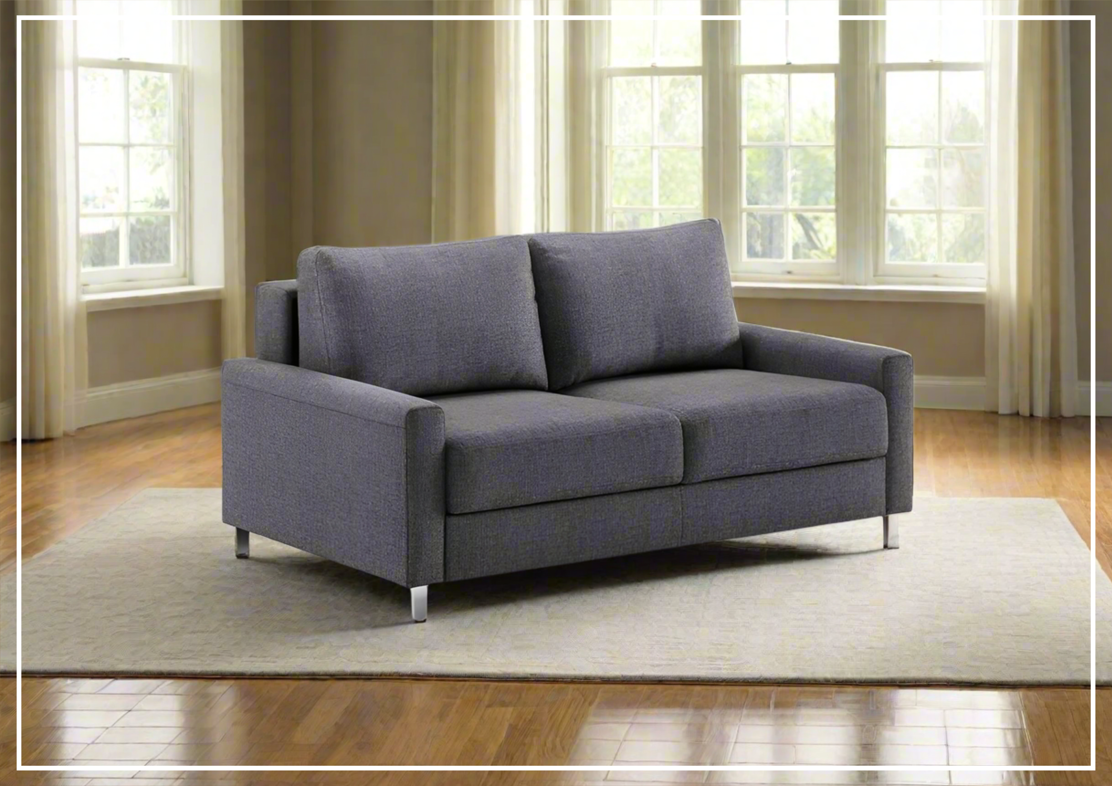Luonto Nico Fabric Full XL Sleeper Sofa - Convertible Sofa Bed with Walnut or Chrome Legs for Living Room, Guest Room & Small Spaces