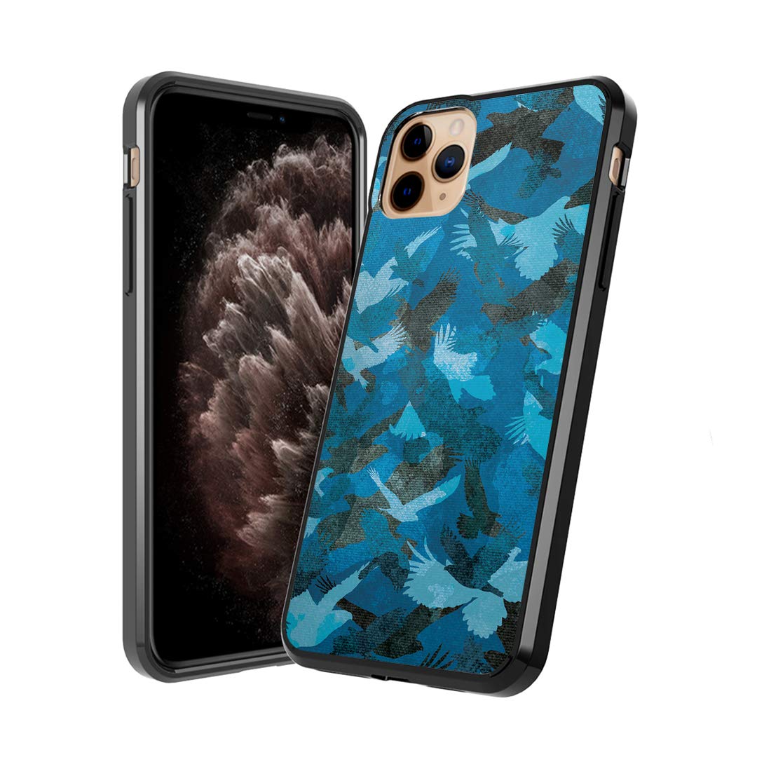 Moriko Cute Fusion Gel Case for iPhone 11 Pro - Anti-Scratch Slim Soft Grip Protective Cover (Blue Bird Camo) | Perfect for Everyday Use, Work & Travel