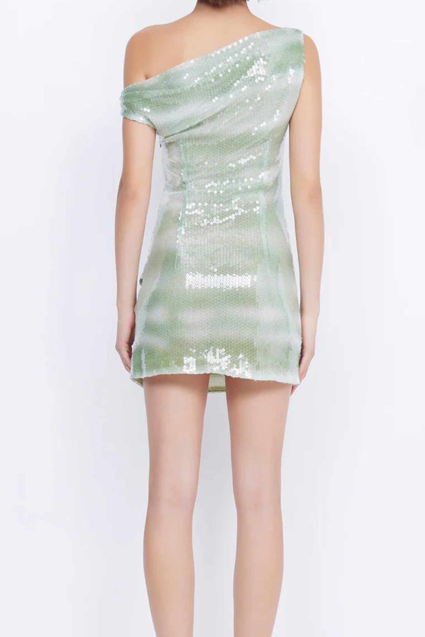 Charlotte Asymmetrical Sequin Mini Dress in Emerald Green - Perfect for Cocktail Parties, Night Out & Holiday Events