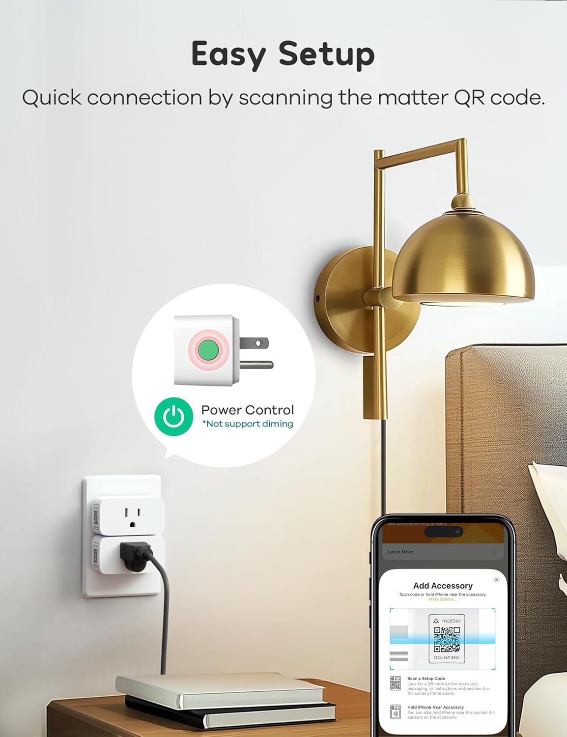 Winees Matter Smart Plug 1 Pack - Alexa Compatible Smart Outlet (15A/1800W Max) for Home Automation | APP Remote Control, Timer & Scheduling | 2.4GHz Wi-Fi Only | Perfect for Smart Home, Office & Vacation Rental Automation