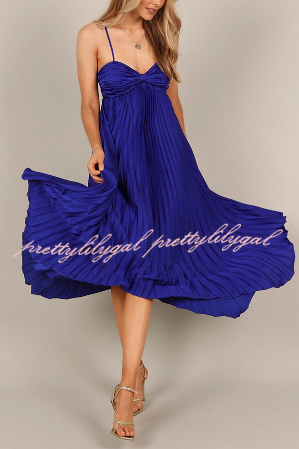 Elegant Solid Color Sexy Suspender Pleated Midi Dress for Women - Trendy Irregular Hem Party & Date Night Outfit