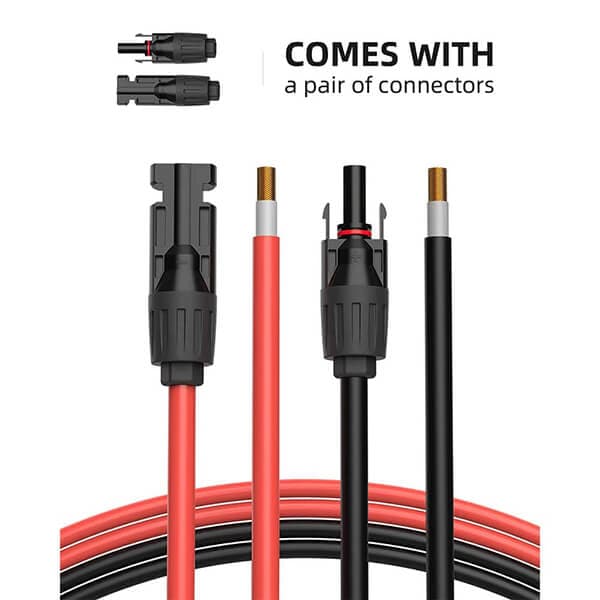 BougeRV 10 AWG Solar Extension Cable with MC4 Connectors - Waterproof & UV Resistant for Solar Panel Systems, RV, Boat, and Off-Grid Power Applications