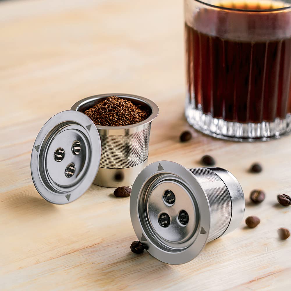 Reusable Stainless Steel K Cups for Ninja Dual Coffee Maker - 2 Pack | Upgraded Coffee Pods & Permanent Filters Compatible with Ninja CFP201, CFP301 Dual Brew Pro | Perfect for Home, Office & Camping Use