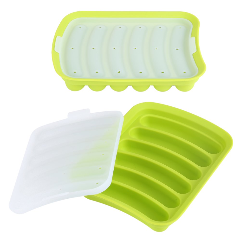 BORDSTRACT 6-Cavity Silicone Sausage Mold for DIY Hot Dogs - Non-Stick Baby Food Maker & Baking Tool (Green) - Perfect for Kids' Snacks, Homemade Treats & Kitchen Baking Accessories