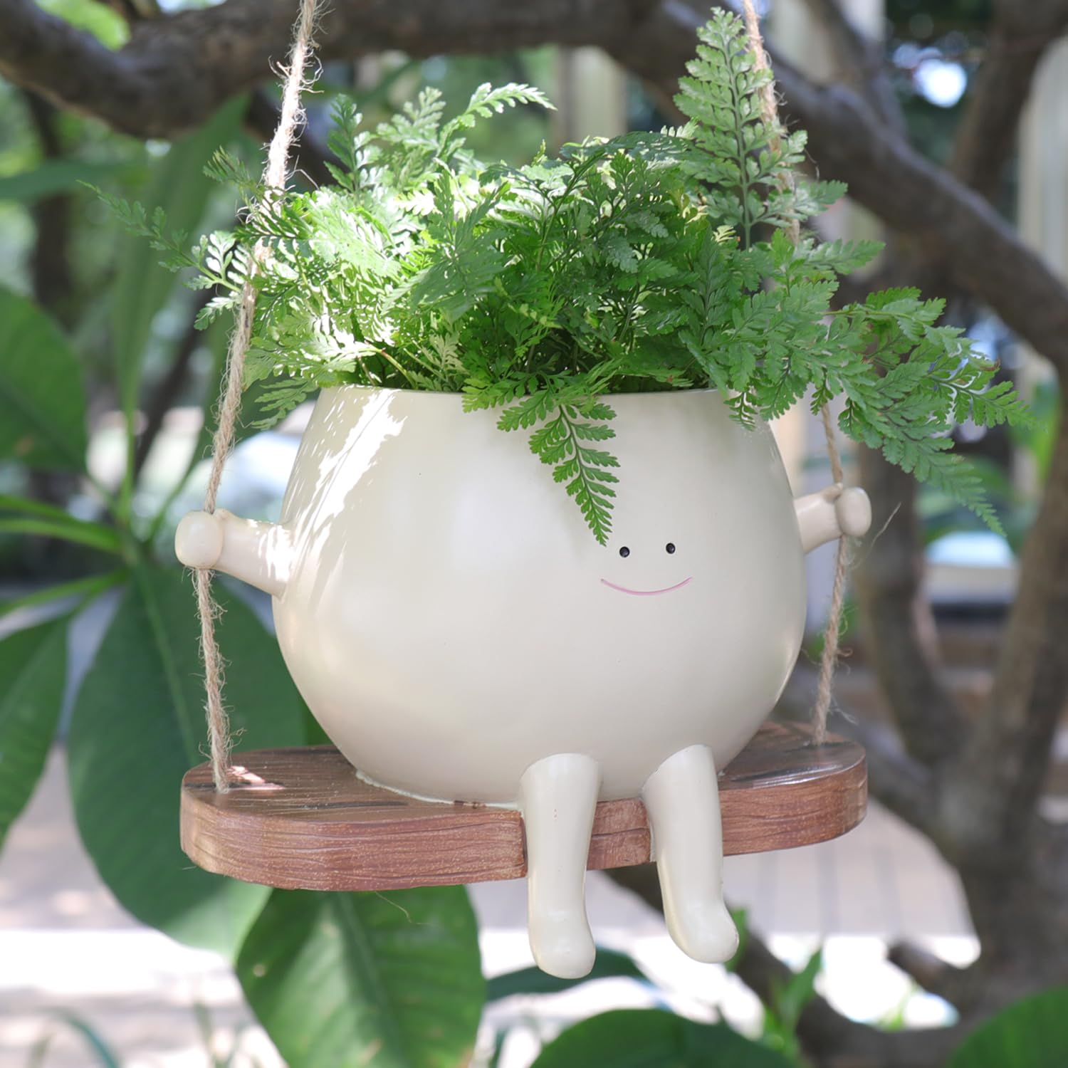Large Hanging Face Planter Pot for Indoor & Outdoor Plants - Perfect for String of Pearls, Succulents & Flowers - Durable Resin Material - Great Gift for Mother's Day, Teacher Appreciation & Christmas (Home Decor, Garden, Patio, Office)