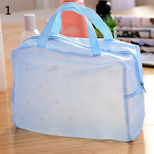 Waterproof Cosmetic Bag for Travel - Portable Makeup Toiletry Organizer for Women, Business Trip, Camping & Gym | Blue Wash Pouch with Zipper Closure | Perfect for Toiletries, Makeup Brushes & Skincare Products