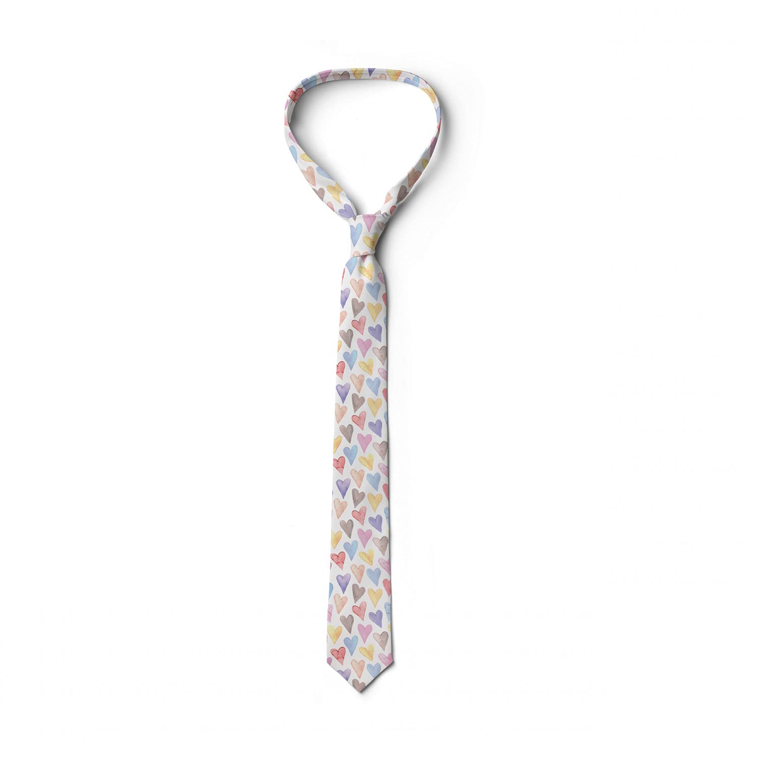 Ambesonne Men's Silk Tie - Watercolor Inspired Romantic Design, 3.7