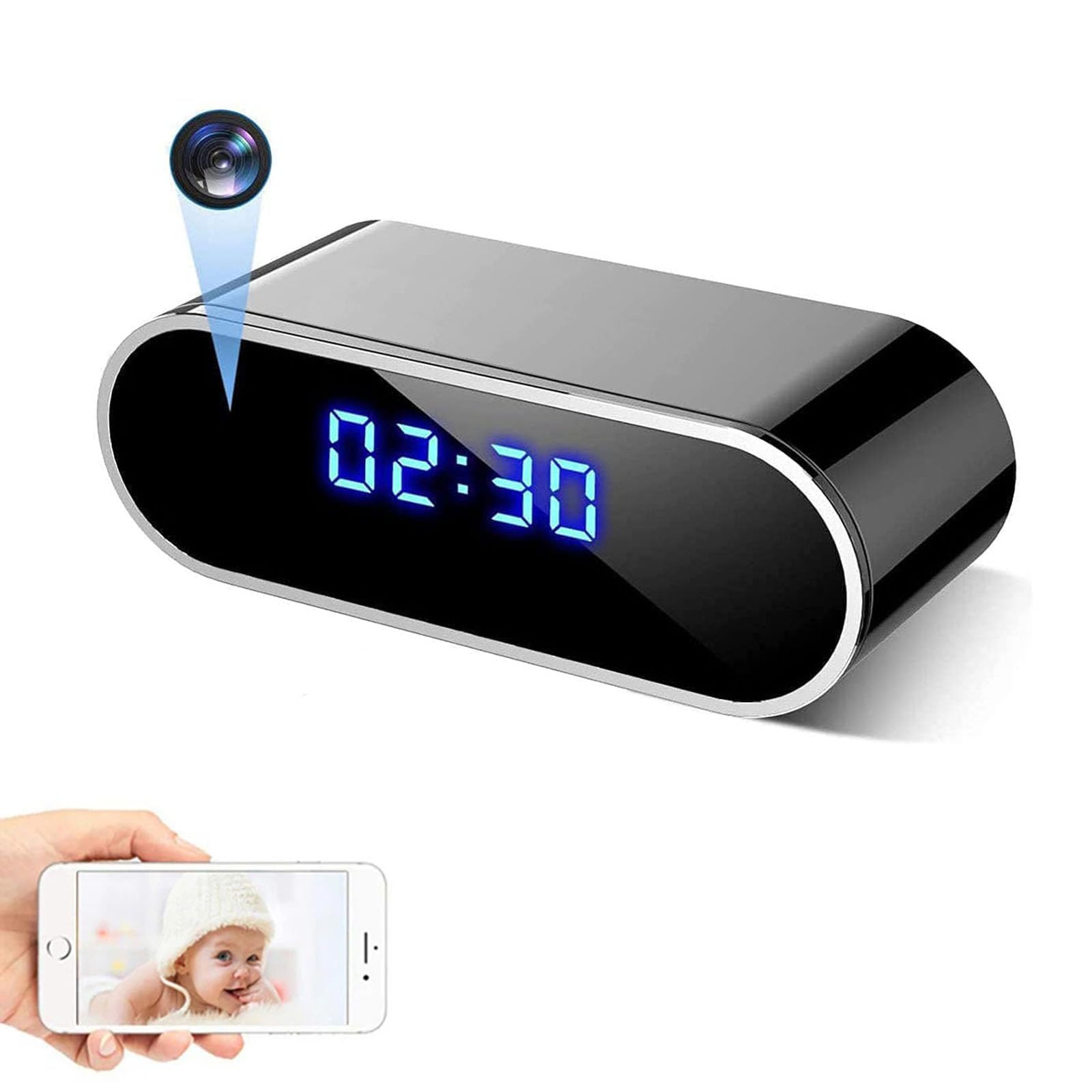 FKINGLRK 1080P Mini WiFi Wireless Security Camera with Night Vision & Motion Detection - Hidden Clock Camera for Home Monitoring, Baby/Pet/Nanny Cam, Remote Viewing via AP/IP, 140° Wide Angle - Ideal for Home, Office & Indoor Surveillance