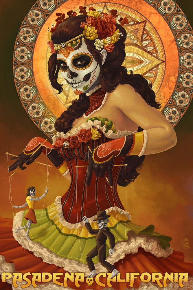 Day of the Dead Marionettes Wall Art - 12x18 Gallery Quality Metal Decor - Mexican Folk Art Aluminum Sign - Perfect for Home, Office & Día de Muertos Celebrations