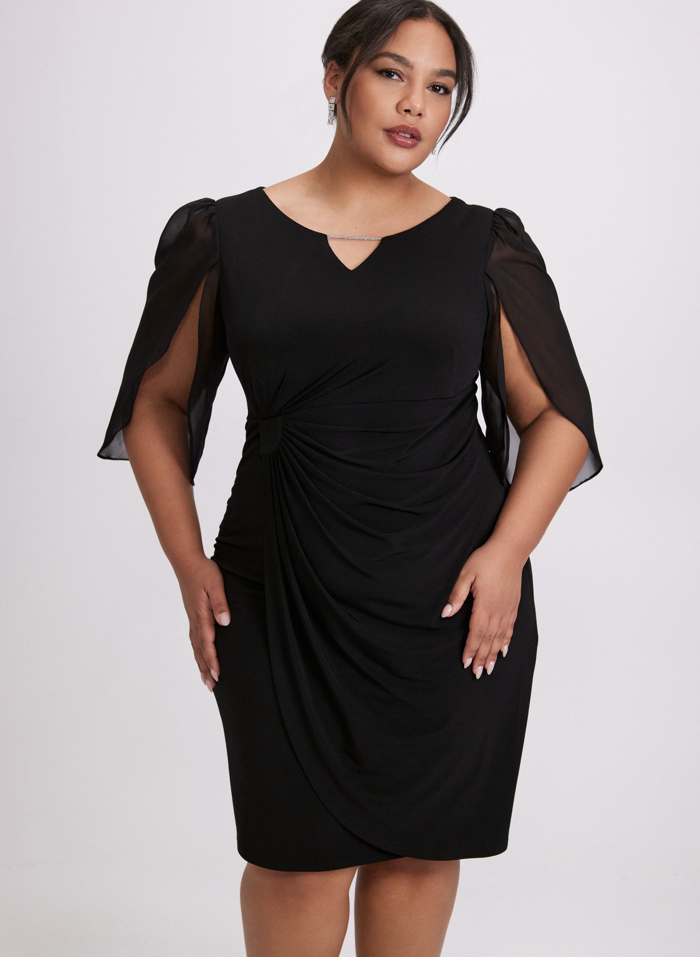 Elegant Chiffon Sleeve Dress for Women - Flowy Summer Party Dress with Ruffled Sleeves - Perfect for Weddings, Cocktail Parties & Date Nights