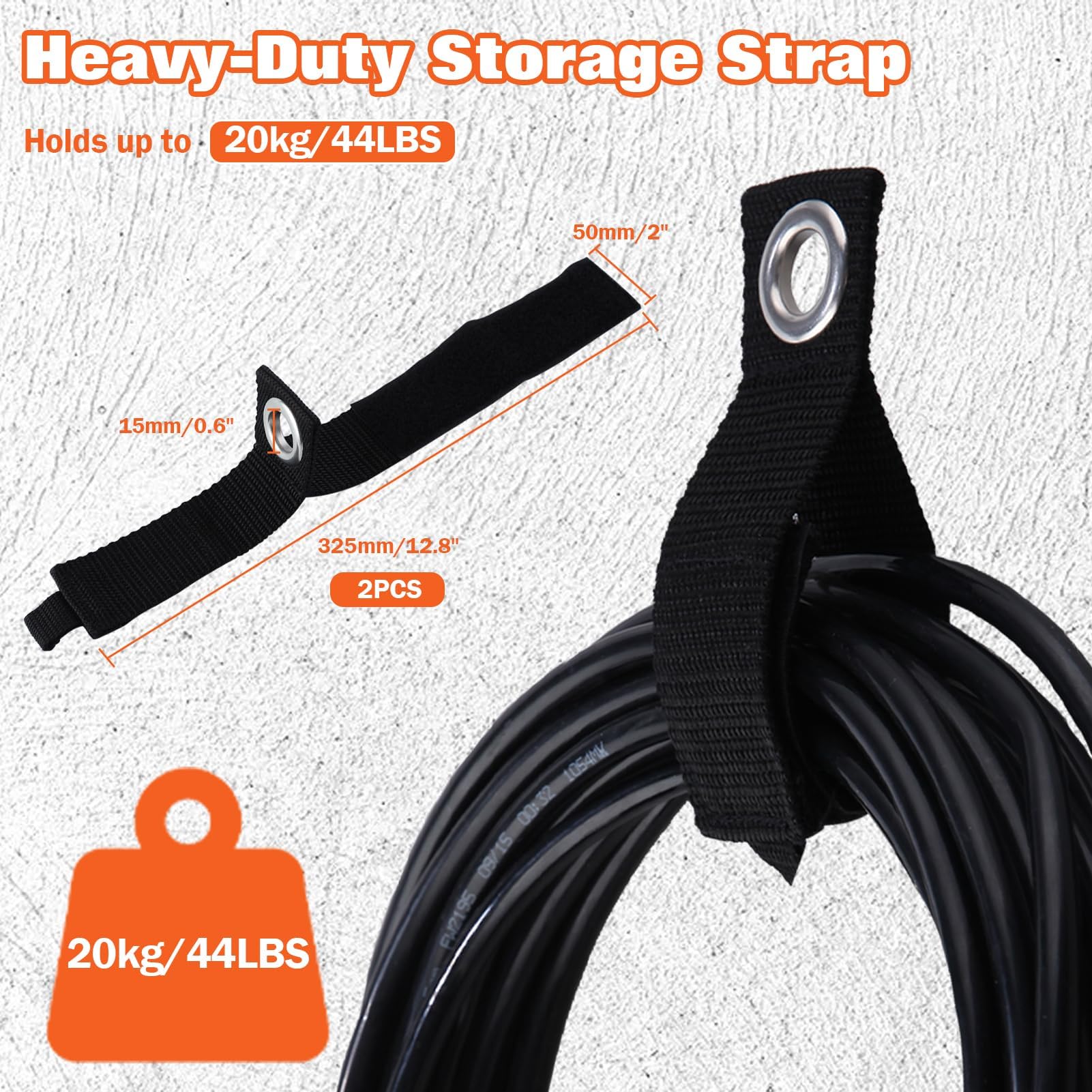 LEONTOOL 2-Pack Garden Power Tool Hanger - Wall Mounted String Trimmer & Weedeater Storage Hook with Adjustable Strap for Garage Organization | Perfect for Lawn Mower Accessories, Yard Tool Storage & Workshop Organization