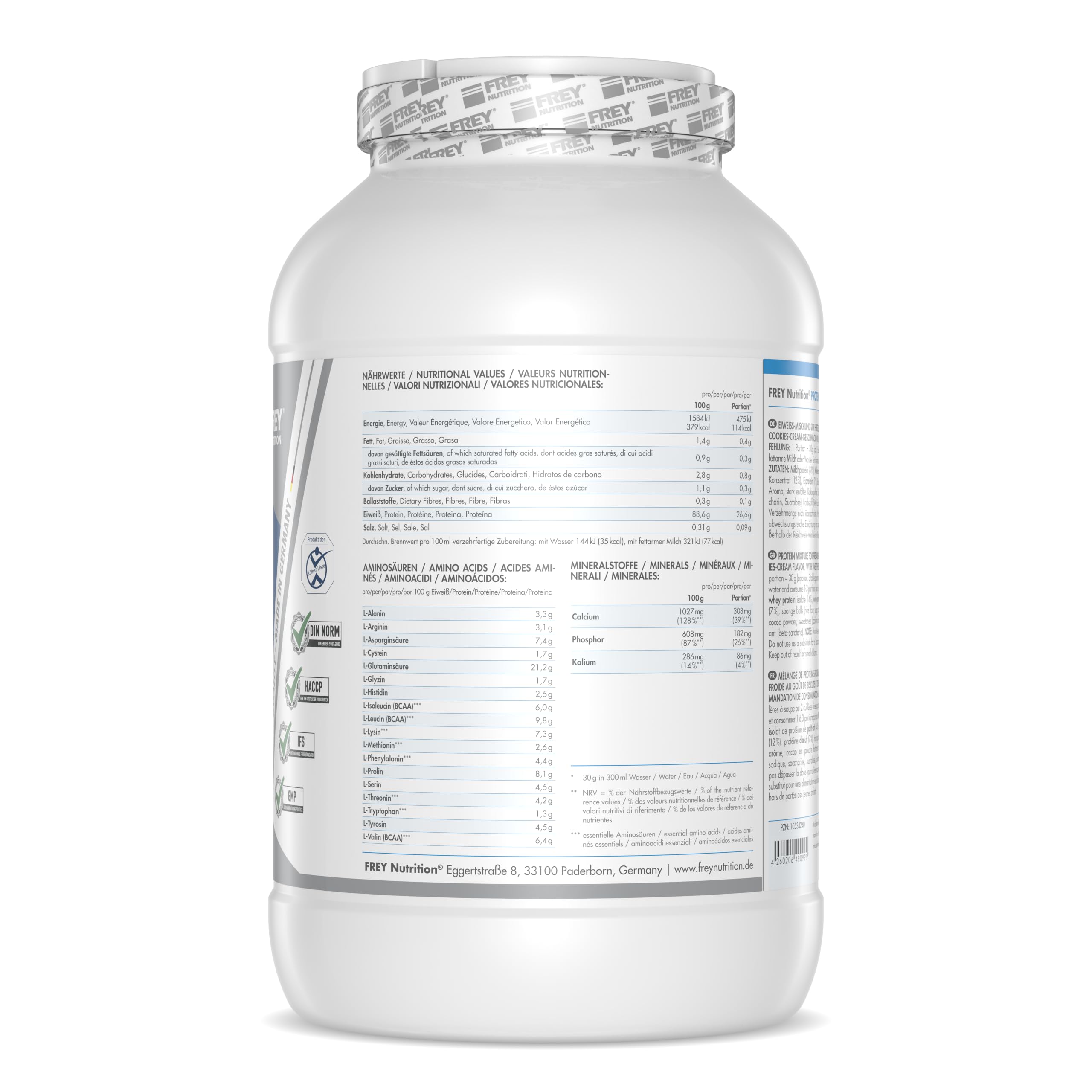 Frey Nutrition Protein 96 Cookies and Cream Powder - 2.3kg (5.07lb) Whey Protein Supplement for Muscle Growth & Recovery - Perfect for Post-Workout Shakes, Smoothies, and Baking