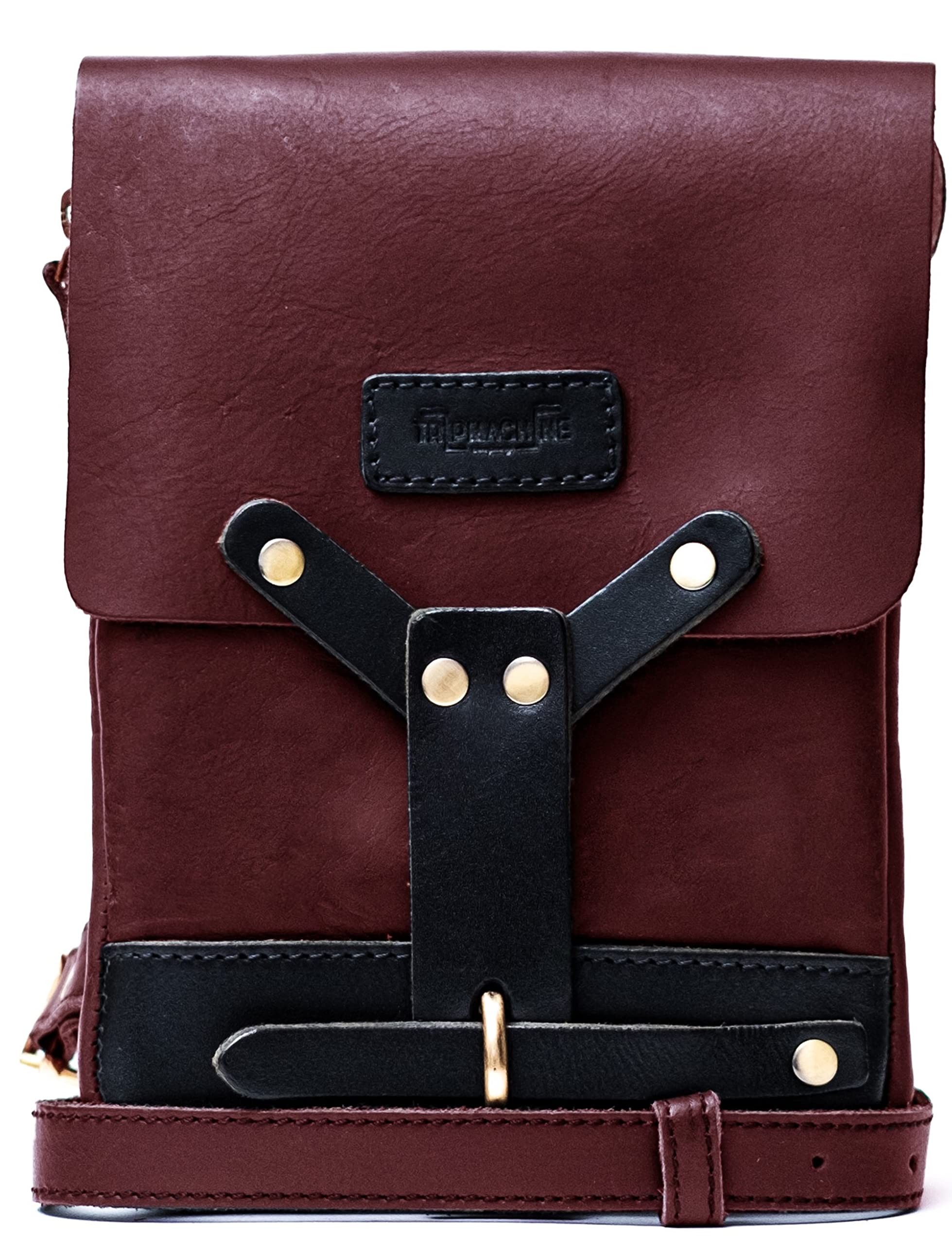Genuine Leather Handmade Waist Bag Fanny Pack for Men & Women - Drop Thigh Crossbody Bag by Trip Machine Company (Cherry Red) - Perfect for Travel, Hiking, Festivals & Everyday Use