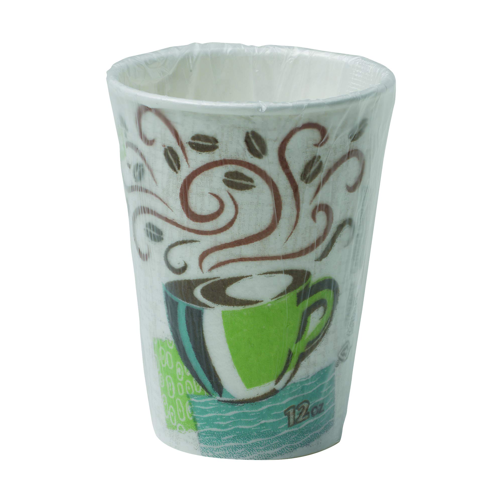 GP PRO Dixie PerfecTouch 12 oz Disposable Paper Coffee Cups - Coffee Haze Design, 1000 Count (Individually Wrapped) - Ideal for Offices, Cafés & Home Use - 5342CDWR