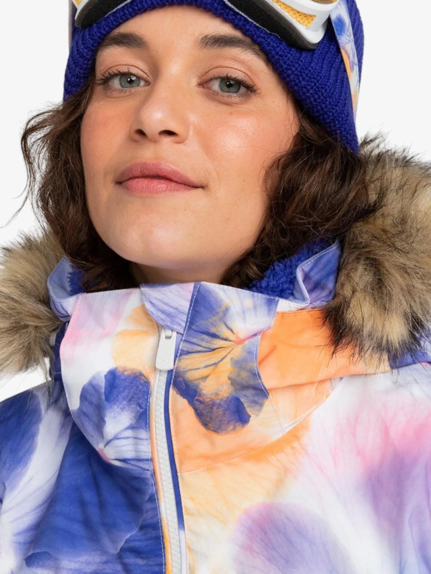 Roxy Women's Jet Ski Snow Jacket - Waterproof Winter Coat for Skiing & Snowboarding - Purple & White Camouflage Design