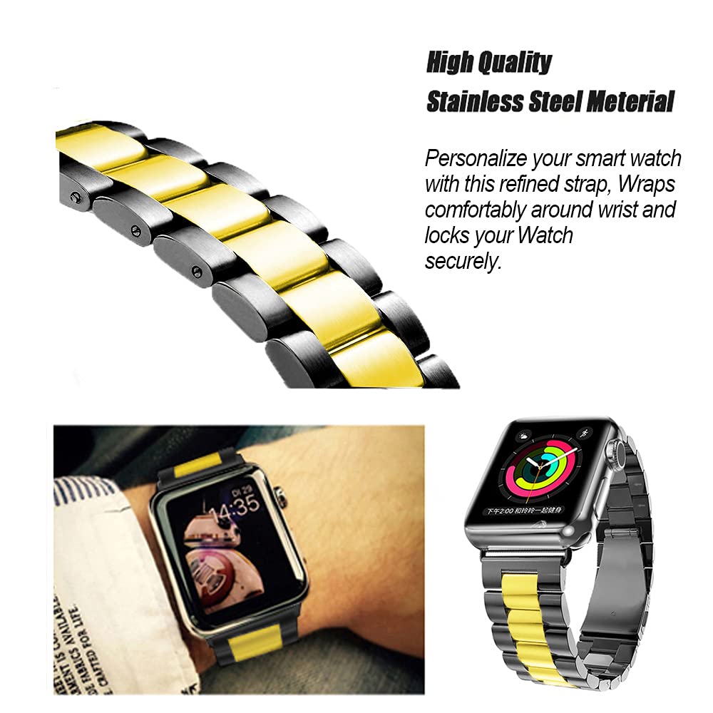 Stainless Steel Apple Watch Band Compatible with Series 10/9/8/7/6/5/4/3/SE/Ultra - 38mm 40mm 41mm 42mm 44mm 45mm 46mm 49mm Replacement Metal Strap for Women & Men - Perfect for Workouts, Office Wear and Everyday Fashion Accessory