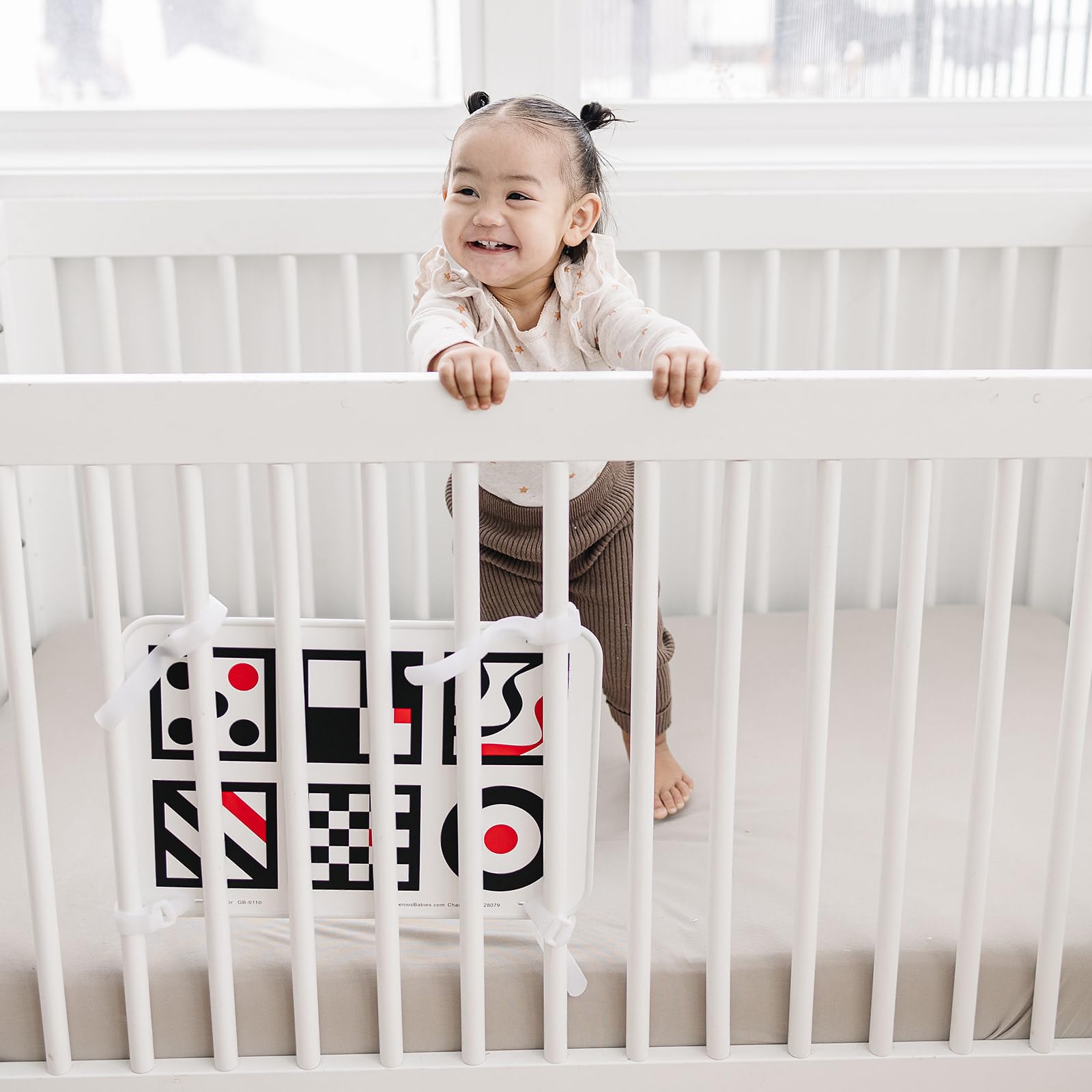Genius Baby Toys Crib Mirror - Large Double-Sided High Contrast Infant Mirror for Newborns - Shatterproof & NICU Approved Safe Baby Mirror with Hospital-Grade Rubber - Perfect for Nursery, Playtime & Early Visual Development