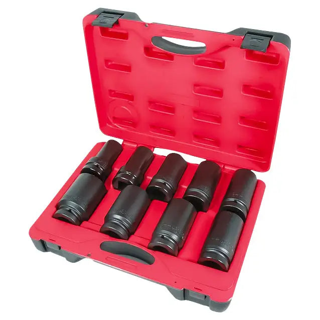 Dr. Metric Deep Impact Socket Set - 6 Point, 9 Piece (55900) - Heavy Duty Auto Repair Tools for Mechanics & DIY Car Maintenance