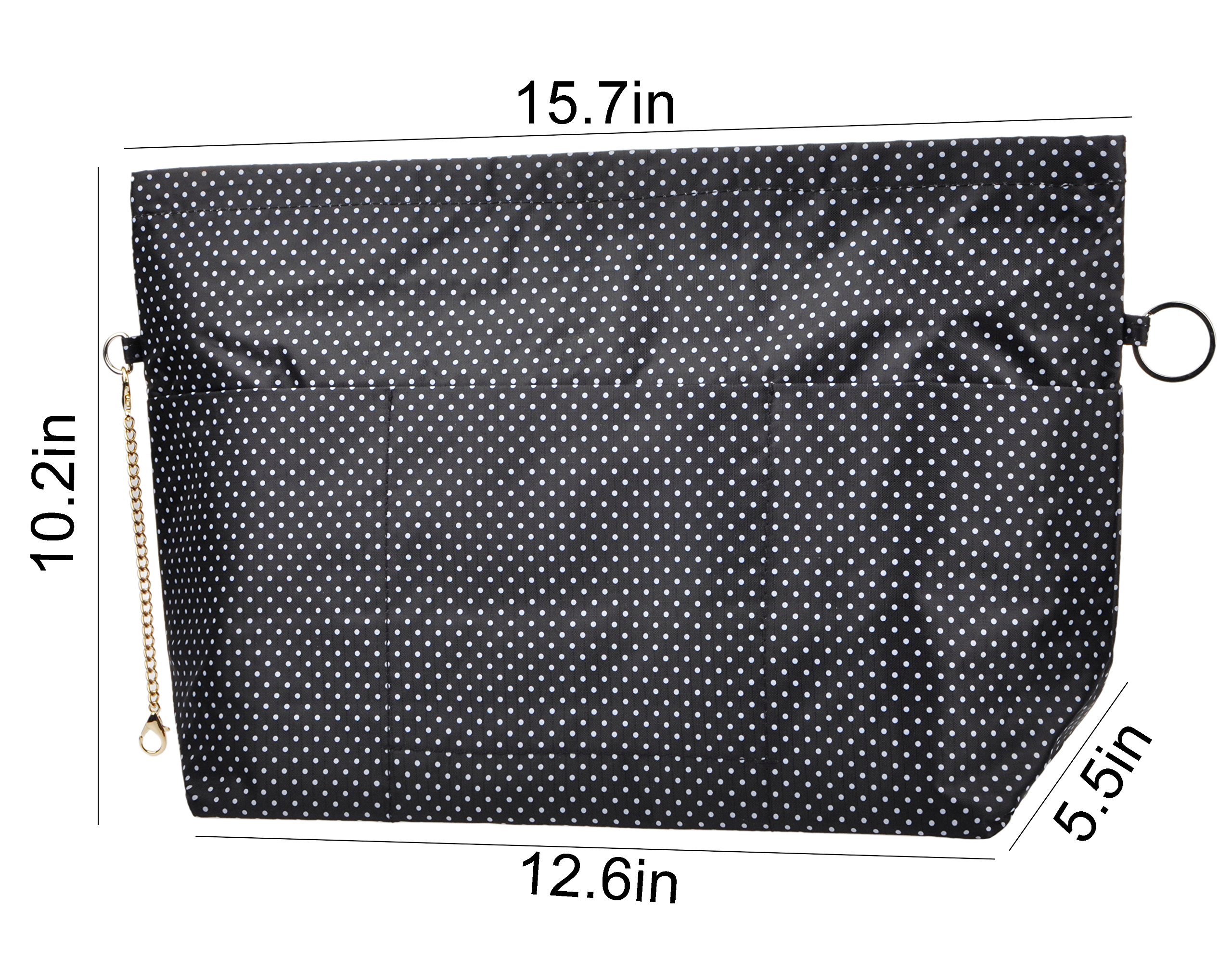 Vercord Extra Thick Large Handbag Organizer Insert - Travel Purse Organizer with Black Polka Dot Design | Perfect for Tote Bags, Travel & Everyday Use