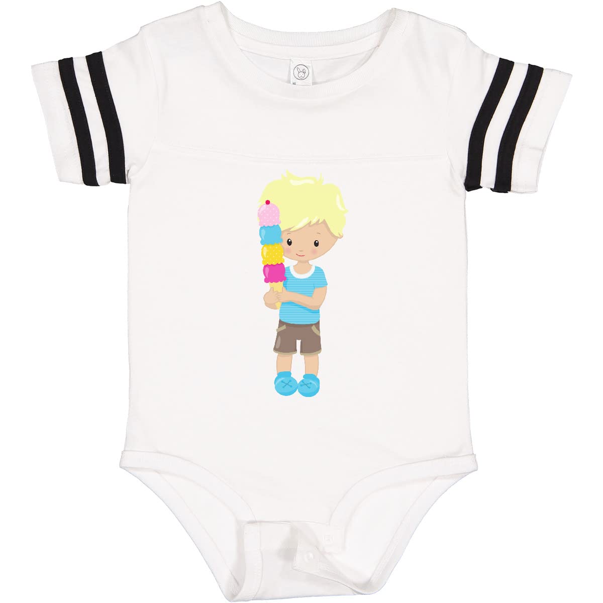 Inktastic Boys' Ice Cream Cone Baby Bodysuit - Cute Blonde Hair Toddler Outfit for Summer, Beach & Birthday Parties