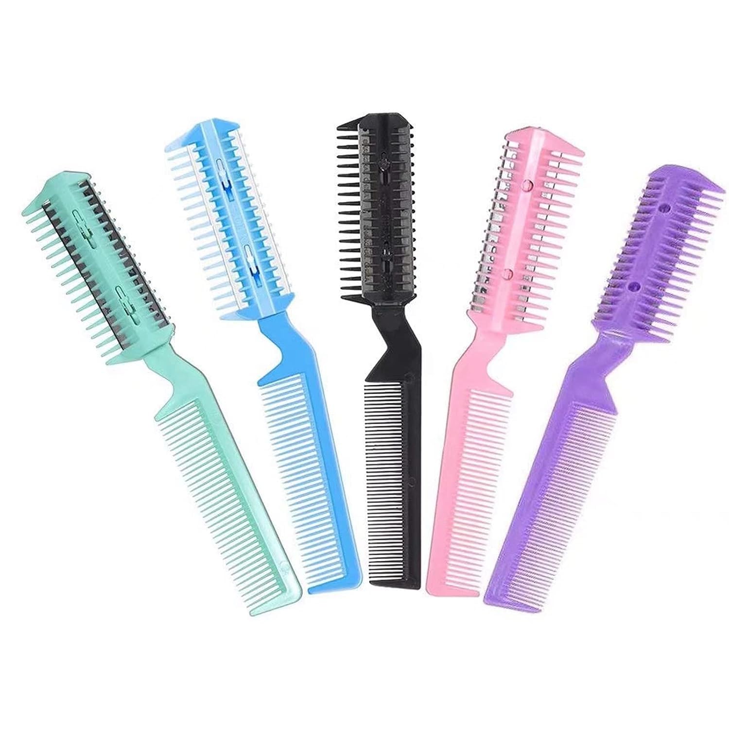 Professional Double Edge Barber Razor Comb for Thinning & Styling Hair - Dual End Hair Cutting Scissors Comb for Men & Women (Random Color) - Perfect for Home Haircuts & Salon Styling