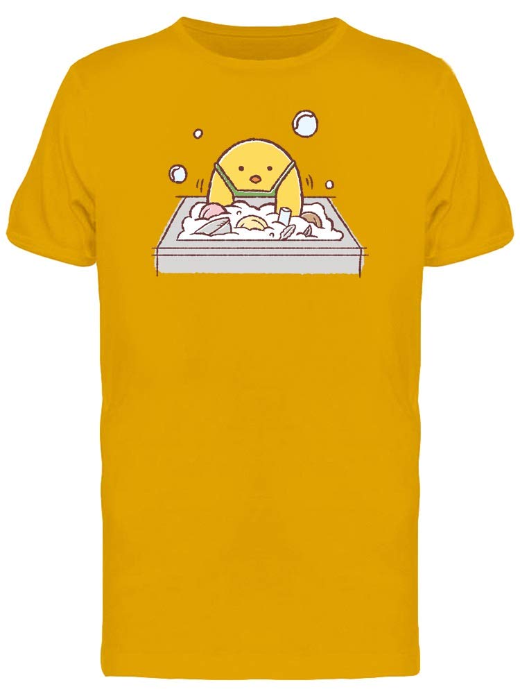Smartprints Funny Chicken Washing Dishes Graphic T-Shirt for Men - Comfortable Cotton Tee for Casual Wear, Housework & Kitchen Humor