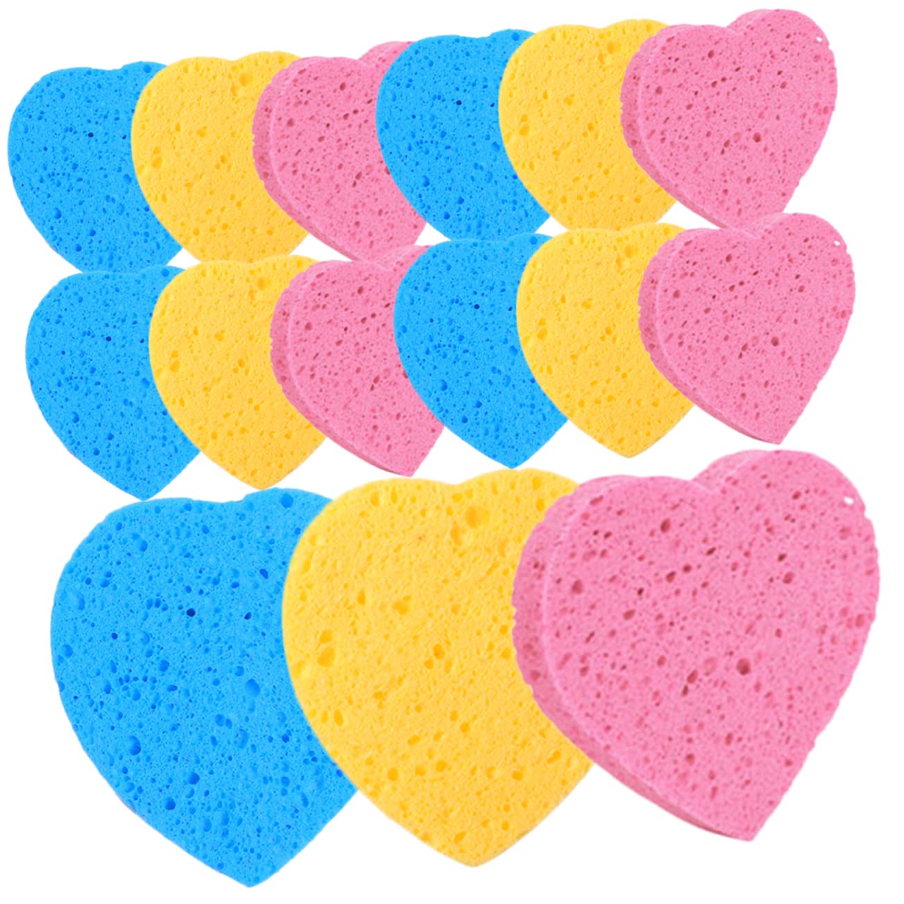 45pcs Heart-Shaped Facial Cleansing Sponges - Soft Wood Pulp Cotton Face Wash Pads for Deep Cleaning & Exfoliation | Gentle Makeup Remover & Skin Care Tool for Women | Perfect for Travel, Daily Use & Spa Facials