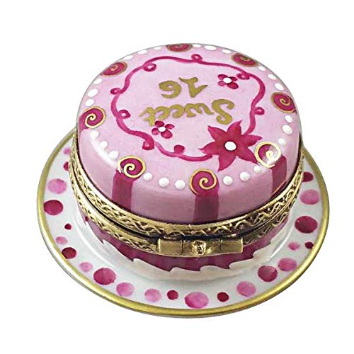 Authentic Limoges Porcelain Figurine - Sweet 16 Birthday Cake Collectible from France | Perfect for Teen Gifts, Birthday Decor & Porcelain Collections