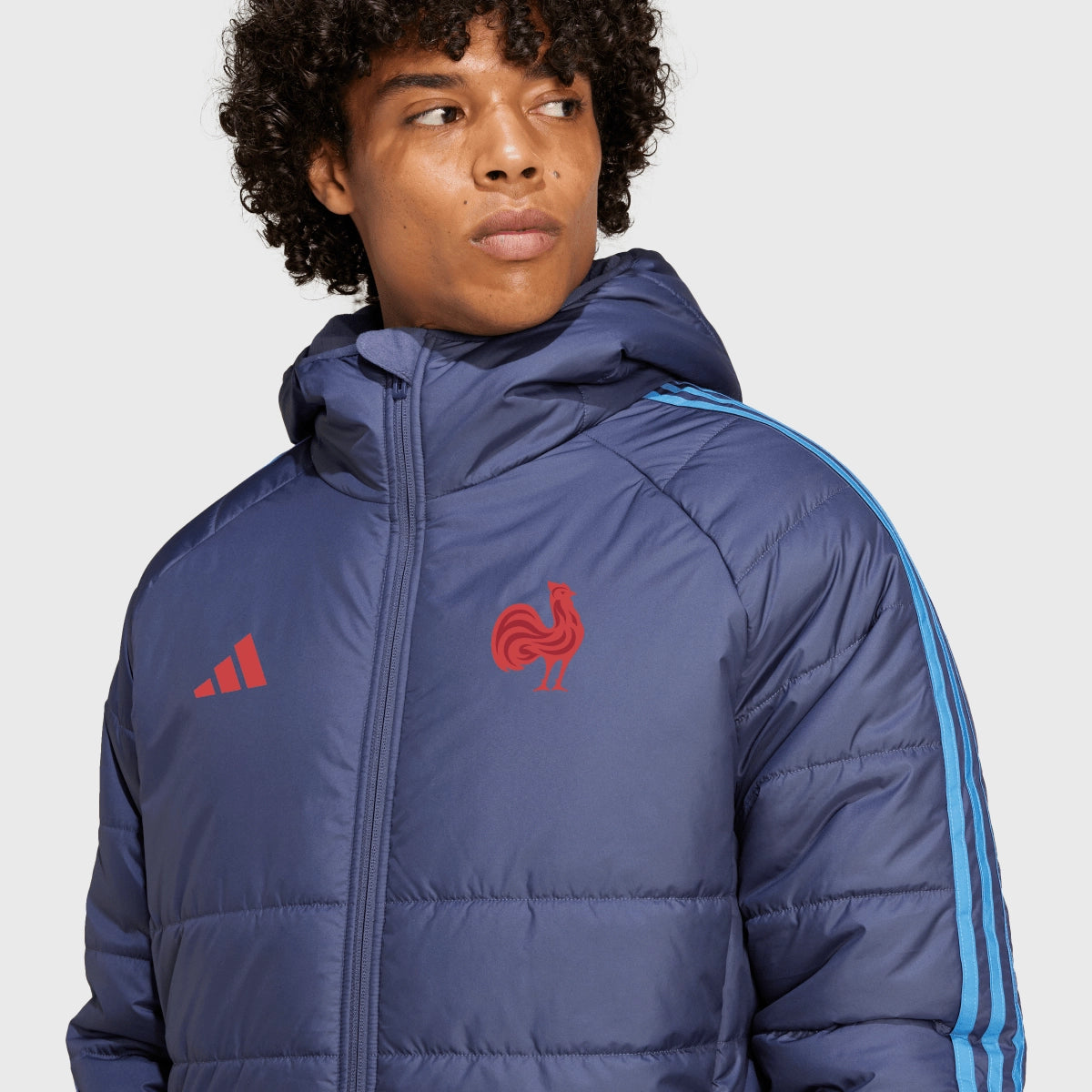 Adidas France Rugby Winter Jacket for Men - Waterproof Windproof Insulated Coat for Cold Weather - Perfect for Rugby Matches, Outdoor Sports & Winter Activities