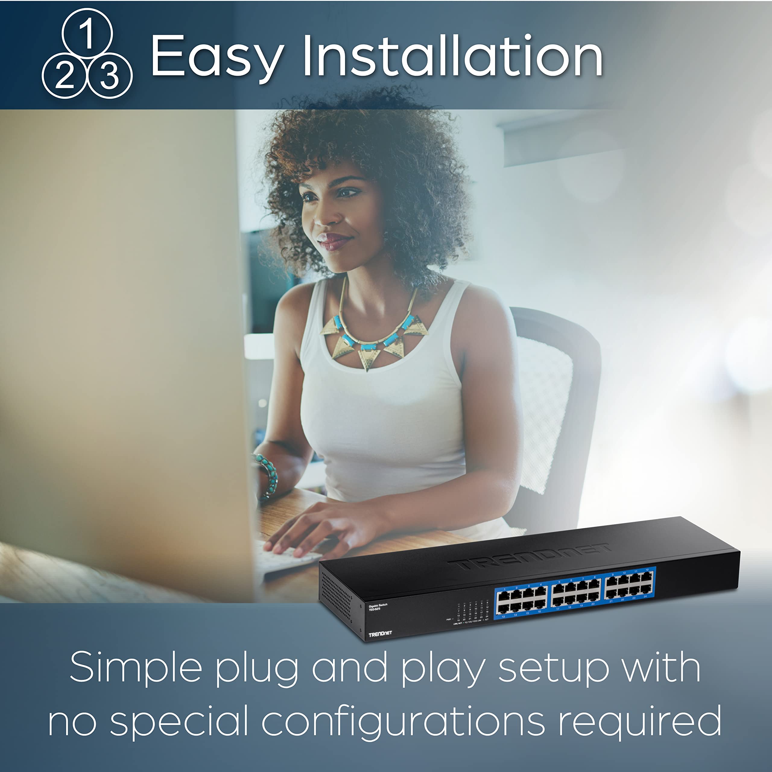 TRENDnet TEG-S25 24-Port Gigabit Ethernet Switch | 48Gbps Switching | Fanless Metal Design | Lifetime Warranty | Ideal for Home Office, Small Business & Gaming Network Setup