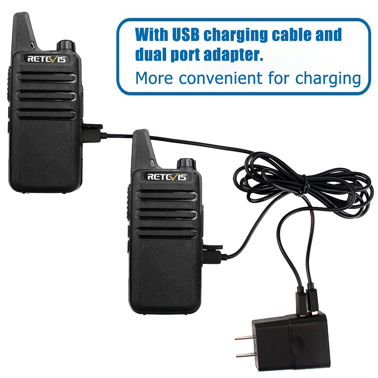 Retevis RT22 Long Range Walkie Talkies - 16 Channel Two Way Radio with VOX, Rechargeable Batteries & 2 Pin Covert Earpiece - Ideal for Commercial Use, Schools, Hiking, Camping, Farms & Outdoor Adventures (4 Pack)