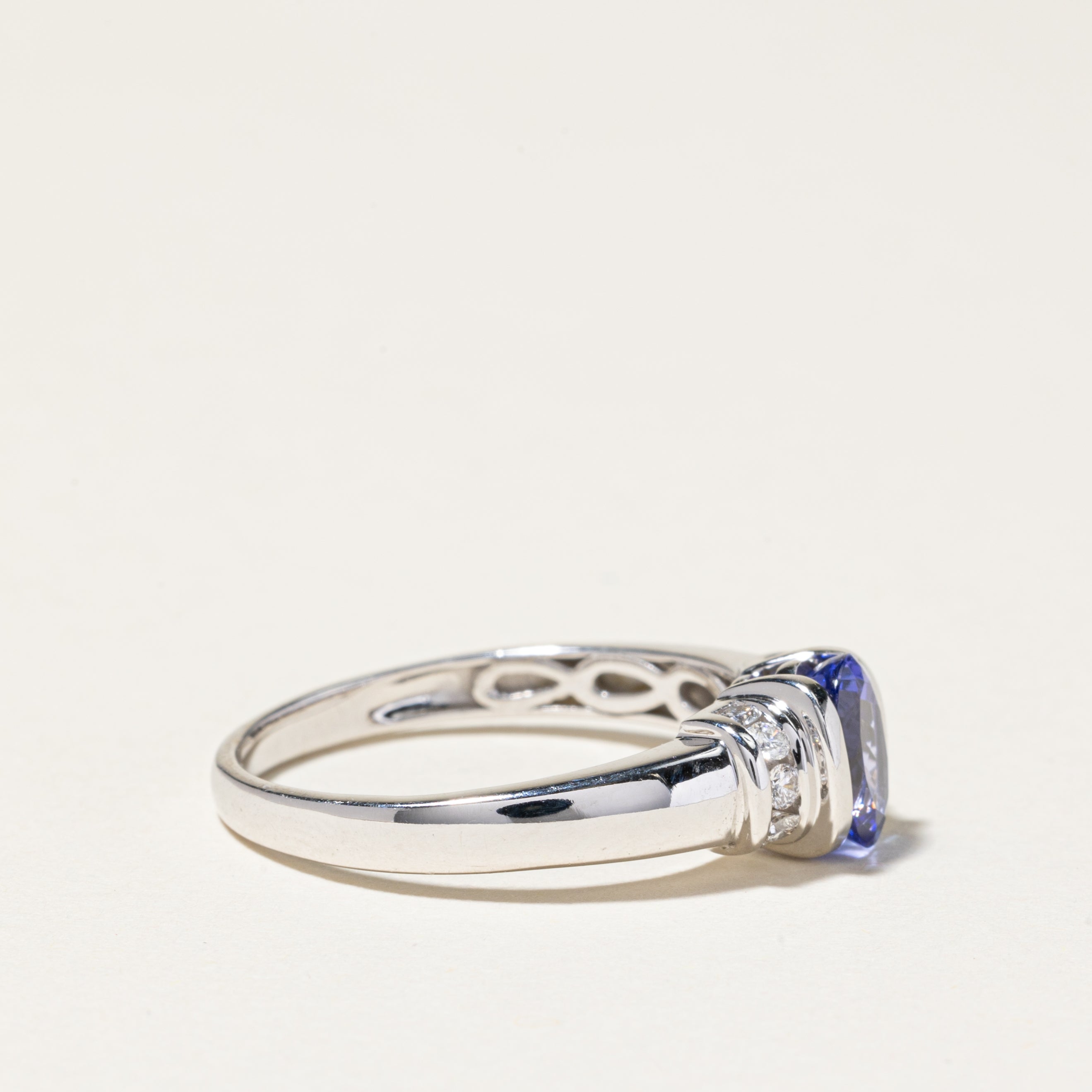 14K White Gold Tanzanite and Diamond Ring - 1.39ct Tanzanite with 0.25ctw Diamonds - Size 10 | Elegant Engagement, Anniversary or Gift Jewelry for Women