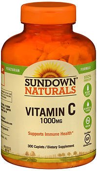 Sundown Naturals Vitamin C 1000mg Dietary Supplement Caplets - 300 Count (Pack of 4) | Immune Support, Antioxidant Boost | Daily Wellness for Adults & Kids | Perfect for Cold Season & Year-Round Health