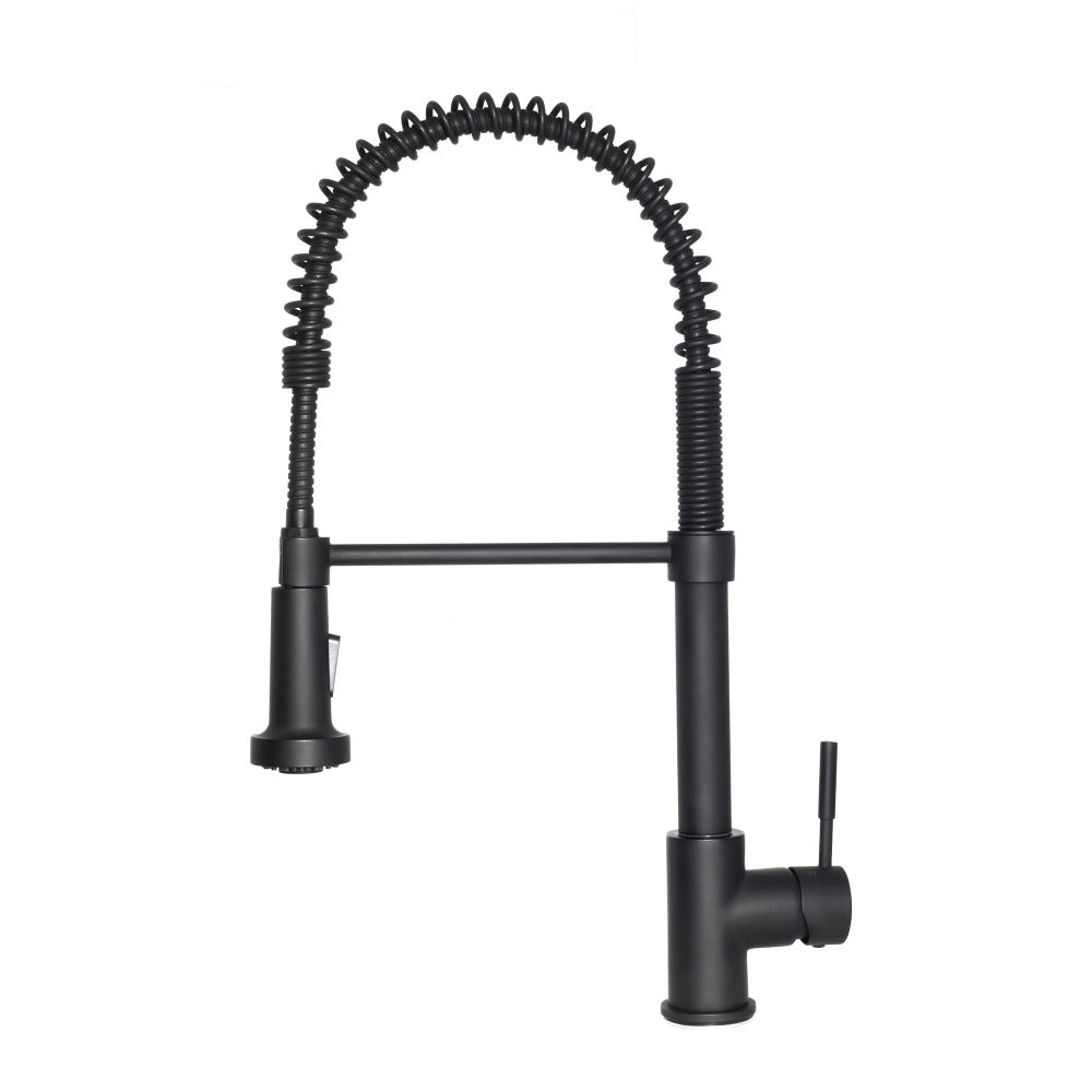 ZLINE Apollo Matte Black Pull Down Spring Single Handle Kitchen Faucet - Modern Design for Easy Dishwashing & Food Prep (APL KF MB) | Perfect for Home Kitchens & Commercial Use