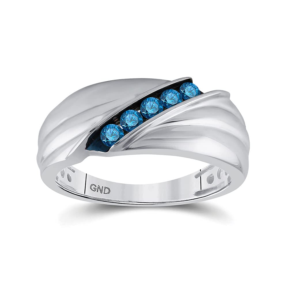1/3 Cttw Blue Enhanced Diamond Men's Sterling Silver Wedding Band Ring – Perfect for Anniversaries, Engagements & Special Occasions