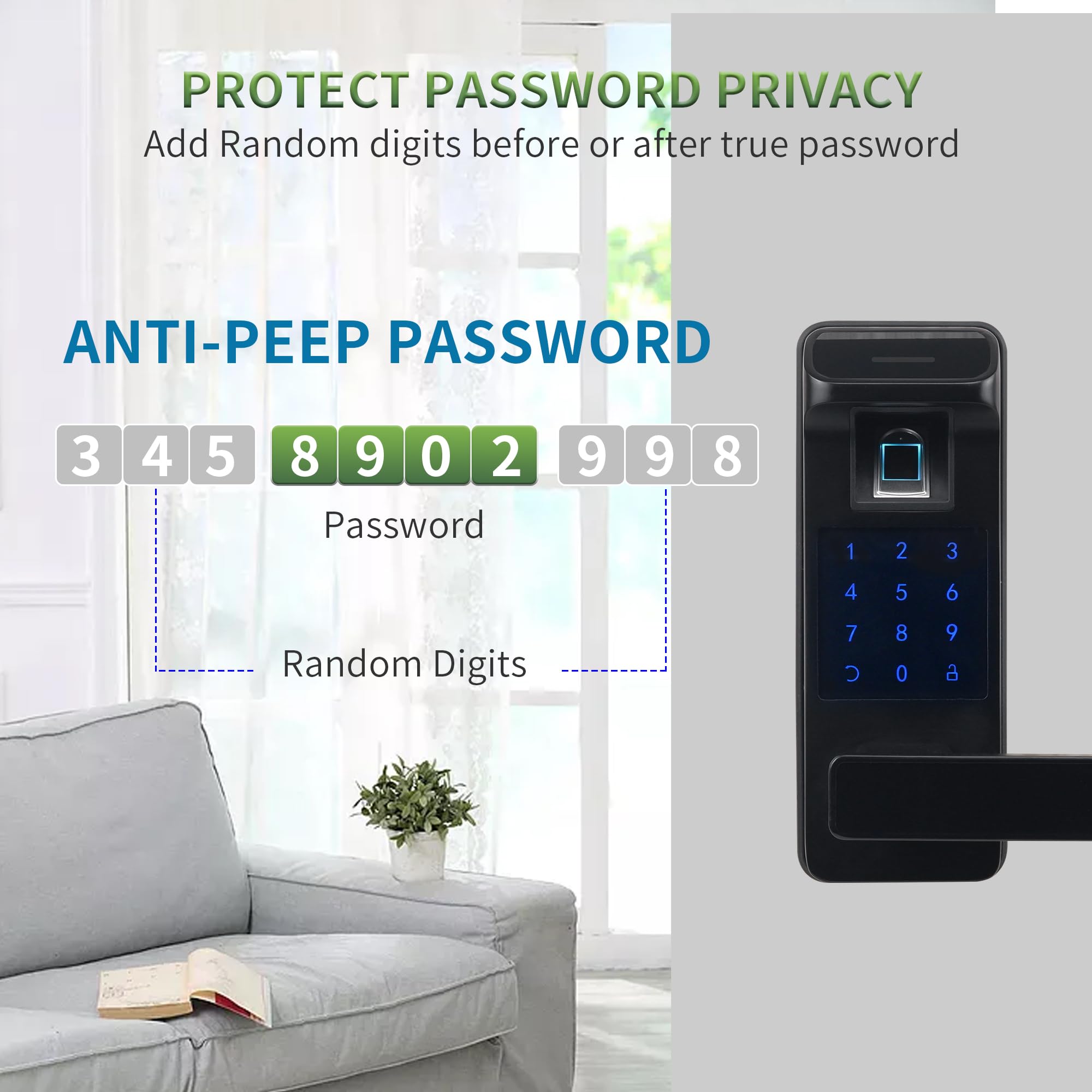 Harfo Smart Door Lock - Keyless Entry Fingerprint & Keypad Digital Door Lock with Full App Control - Heavy Duty Biometric Electronic Lock for Home Security (Black) - Perfect for Apartments, Smart Homes & Vacation Rentals