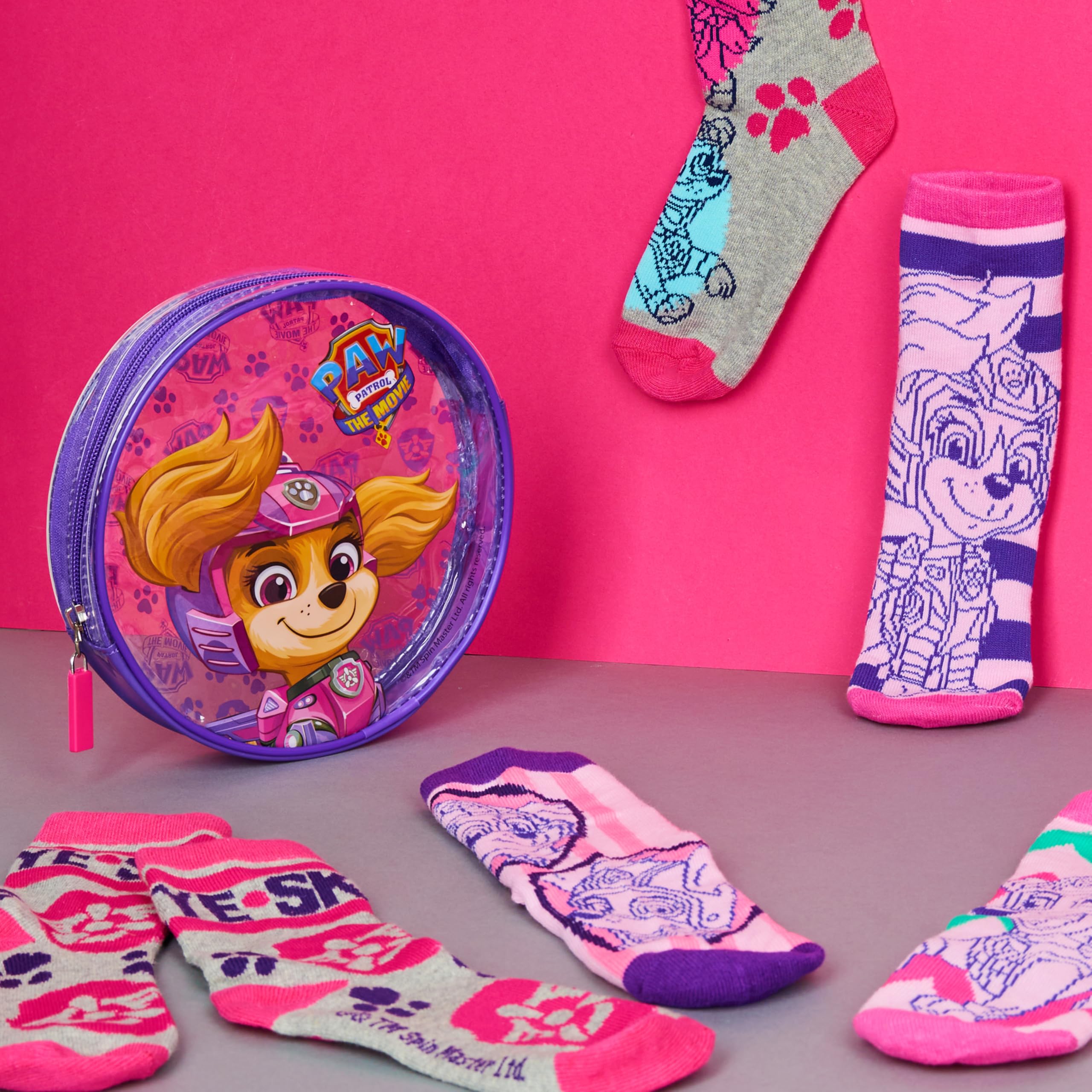 Paw Patrol Girls Calf Socks - 5 Pack Soft Breathable Kids Socks for Toddlers & Little Girls - Perfect Gift for Birthday, Christmas & Daily Wear - Cute Cartoon Dog Design for School, Play & Home