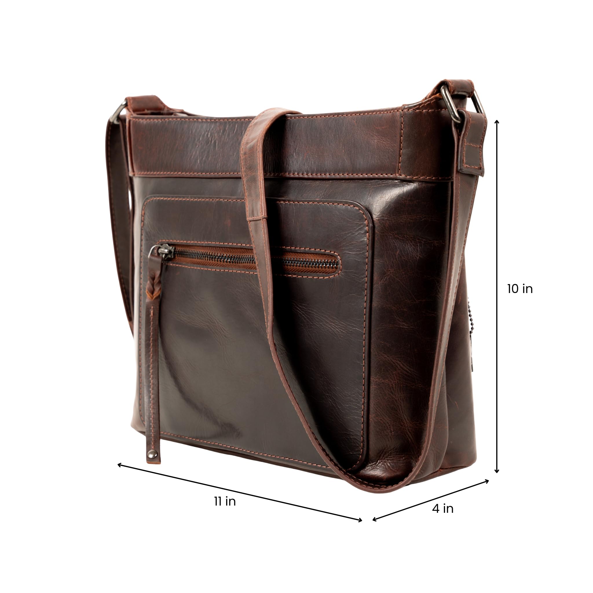 Concealed Carry Crossbody Bag for Men & Women - Distressed Leather Unisex Purse with Locking Zippers & Gun Holster - Perfect for Everyday Use, Travel, and Outdoor Activities