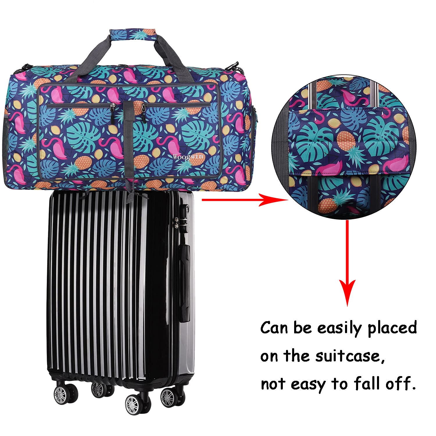 Woogwin Large Waterproof Travel Duffel Bag - Foldable Overnight Bag for Beach, Swim, Pool, Sports, Gym, and Weekend Getaways