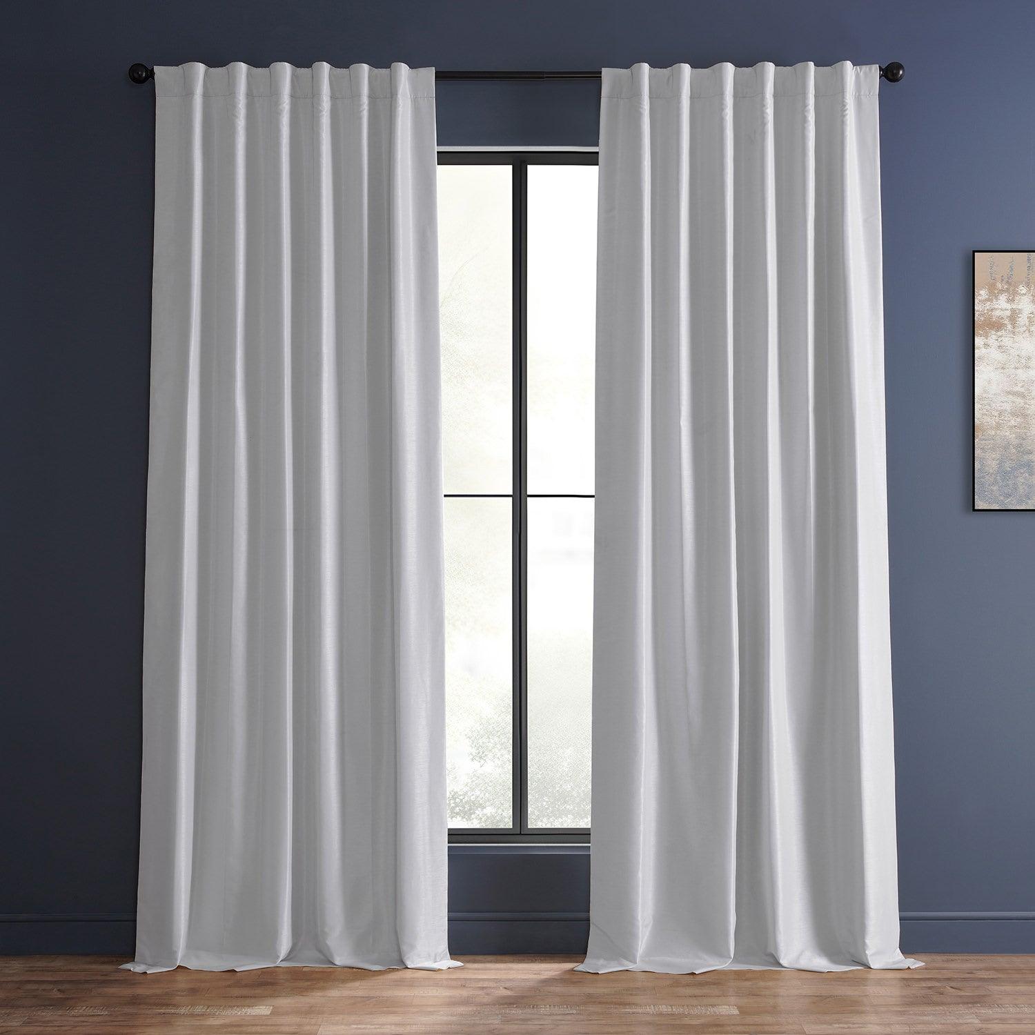 Vintage Textured Faux Dupioni Silk Curtains - Elegant Window Drapes for Living Room, Bedroom & Dining Room Decor