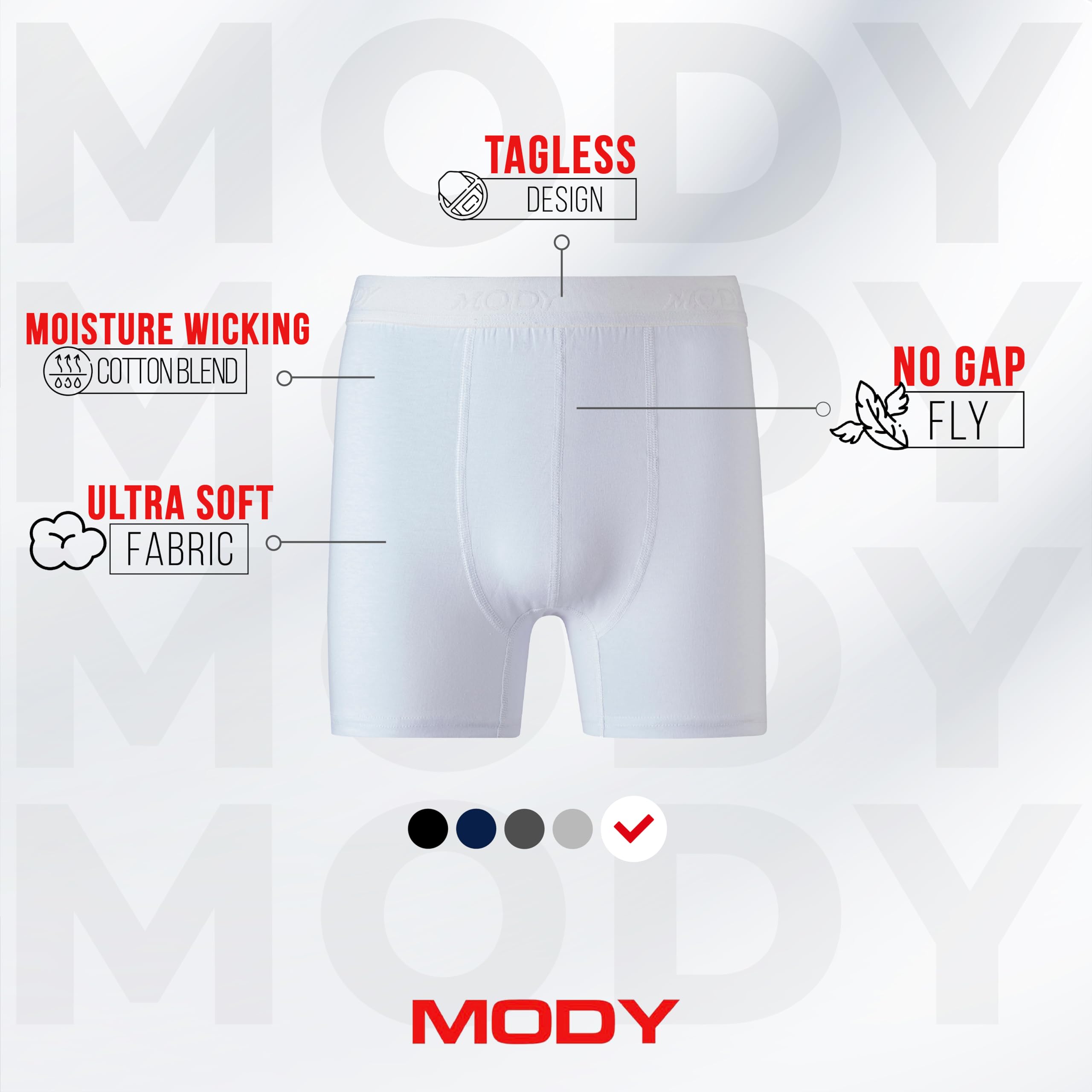 **Mody Men's Boxer Briefs 3-Pack - Breathable & Moisture-Wicking Underwear for Men - Comfortable Daily Wear, Workout, and Travel**